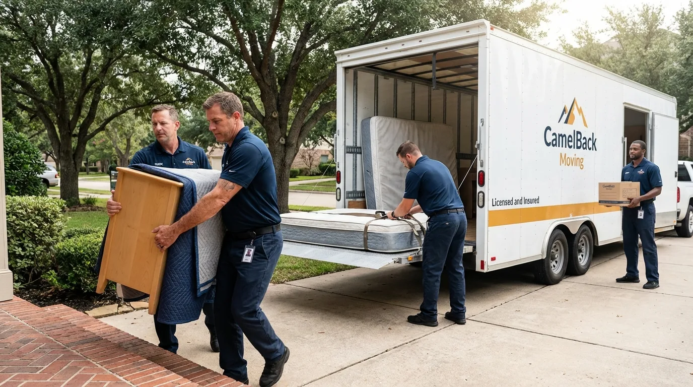 Crew loading residential truck for cross-state move from Hoboken, NJ
