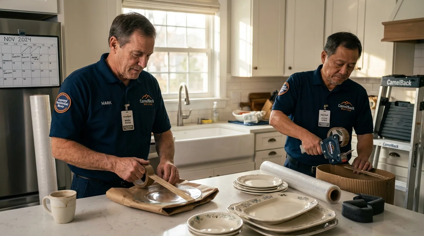 Professional crew packing kitchen dishware in Hoboken, NJ